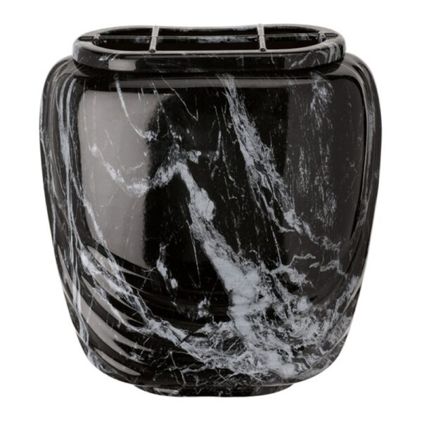 Vaschetta portafiori per lapide - Linea Pelike - Bronzo Nero Marquinia