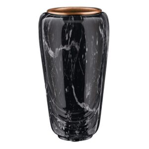 Vaso portafiori per lapide – Linea Pelike – Bronzo – Finitura marmo Nero Marquinia