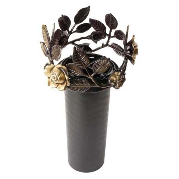 Vaso portafiori con tralcio rose medio - Vaso in plastica