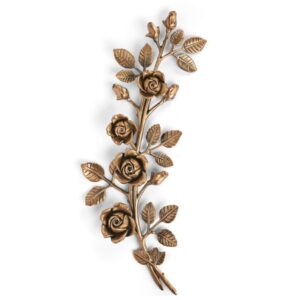 Tralcio di rose decorativo in bronzo per lapidi – Grande (lato sinistro) – Finitura bronzo lucido