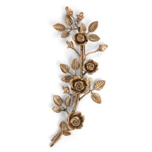 Tralcio di rose decorativo in bronzo per lapidi – Grande (lato destro) – Finitura bronzo lucido