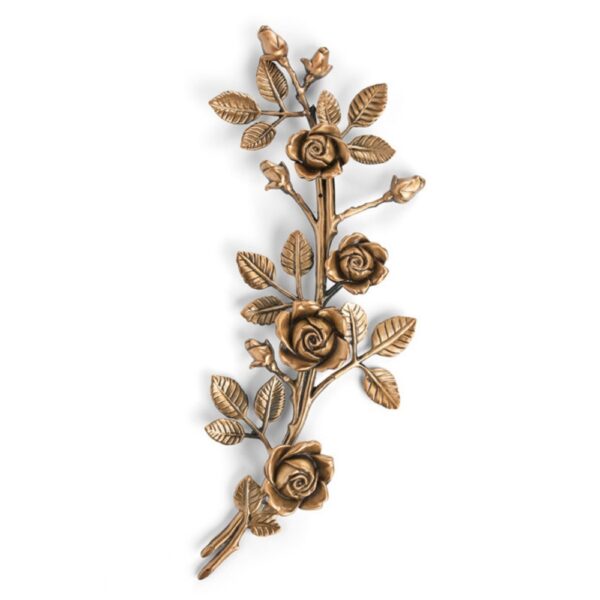 Tralcio di rose decorativo in bronzo per lapidi - Grande (lato destro) - Finitura bronzo lucido