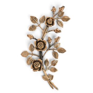 Tralcio di rose decorativo in bronzo per lapidi – Medio-grande (lato sinistro) – Finitura bronzo lucido