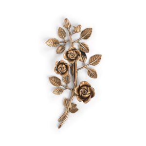 Tralcio di rose decorativo in bronzo per lapidi – Medio (lato destro) – Finitura bronzo lucido