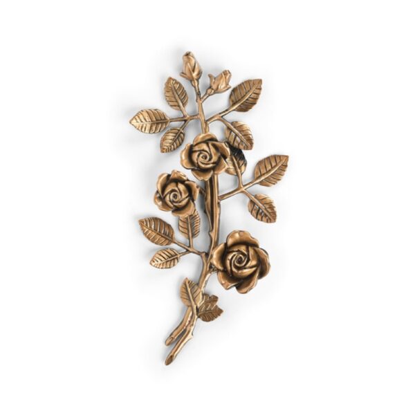 Tralcio di rose decorativo in bronzo per lapidi - Medio (lato destro) - Finitura bronzo lucido