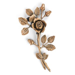 Tralcio di rose decorativo in bronzo per lapidi – Medio-piccolo (lato sinistro) – Finitura bronzo lucido