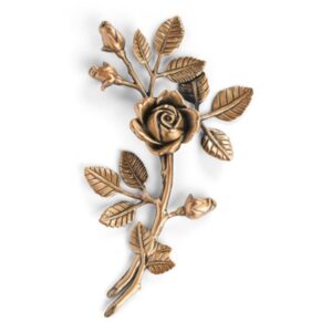 Tralcio di rose decorativo in bronzo per lapidi – Medio-piccolo (lato destro) – Finitura bronzo lucido