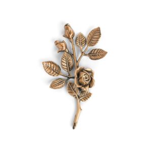 Tralcio di rose decorativo in bronzo per lapidi – Piccolo (lato destro) – Finitura bronzo lucido