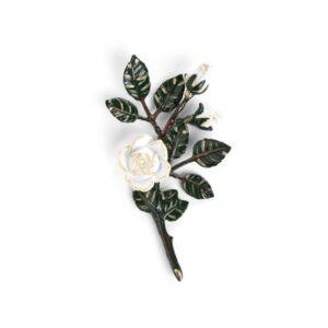 Tralcio di rose decorativo in bronzo per lapidi – Piccolo (lato sinistro) – Finitura tralci verdi rose bianche