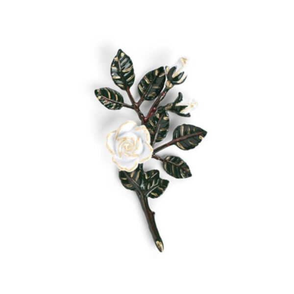 Tralcio di rose decorativo in bronzo per lapidi - Piccolo (lato sinistro) - Finitura tralci verdi rose bianche