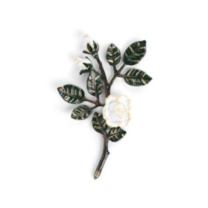 Tralcio di rose decorativo in bronzo per lapidi – Piccolo (lato destro) – Finitura tralci verdi rose bianche