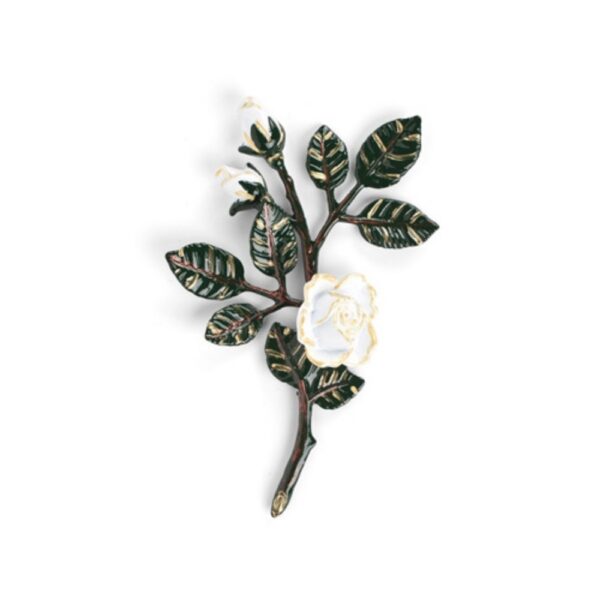 Tralcio di rose decorativo in bronzo per lapidi - Piccolo (lato destro) - Finitura tralci verdi rose bianche