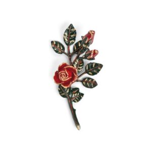 Tralcio di rose decorativo in bronzo per lapidi – Piccolo (lato sinistro) – Finitura tralci verdi rose rosse