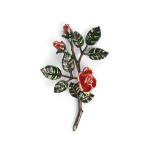 Tralcio di rose decorativo in bronzo per lapidi – Piccolo (lato destro) – Finitura tralci verdi rose rosse