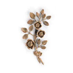 Tralcio di rose decorativo in bronzo per lapidi – Medio (lato sinistro) – Finitura bronzo lucido
