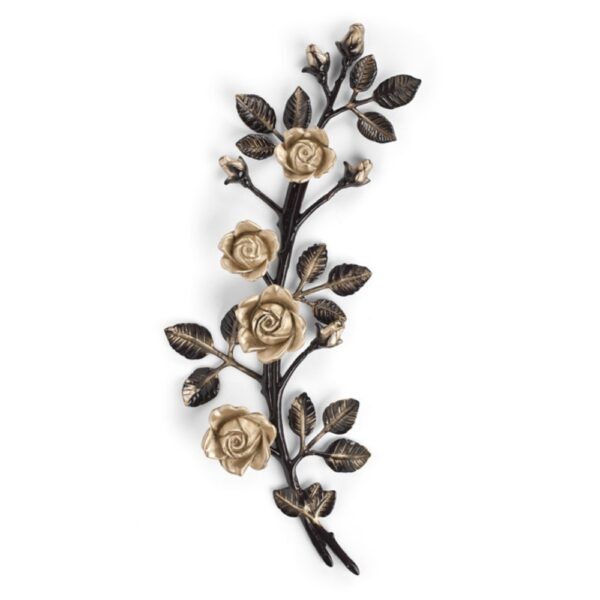 Tralcio di rose decorativo in bronzo per lapidi - Grande (lato sinistro) - Finitura Brown