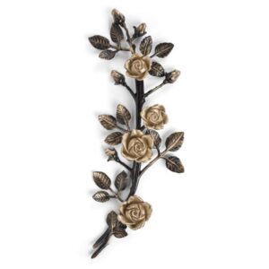 Tralcio di rose decorativo in bronzo per lapidi – Grande (lato destro) – Finitura Brown