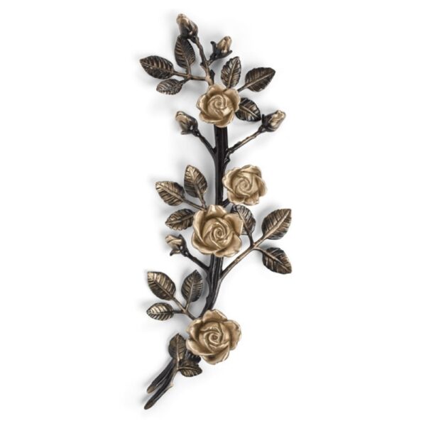 Tralcio di rose decorativo in bronzo per lapidi - Grande (lato destro) - Finitura Brown