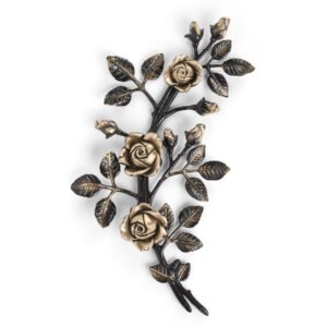 Tralcio di rose decorativo in bronzo per lapidi – Medio-grande (lato sinistro) – Finitura Brown