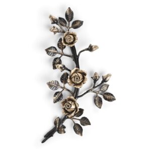 Tralcio di rose decorativo in bronzo per lapidi – Medio-grande (lato destro) – Finitura Brown