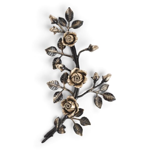 Tralcio di rose decorativo in bronzo per lapidi - Medio-grande (lato destro) - Finitura Brown