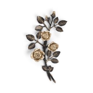 Tralcio di rose decorativo in bronzo per lapidi – Medio (lato sinistro) – Finitura Brown