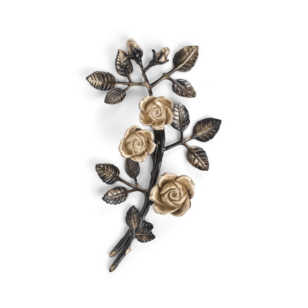 decorazioni floreali per lapidi - tralcio di rose bronzo brunito