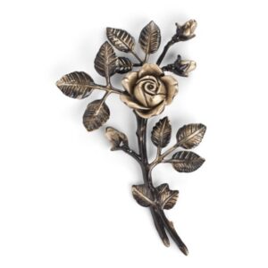 Tralcio di rose decorativo in bronzo per lapidi – Medio-piccolo (lato sinistro) – Finitura Brown