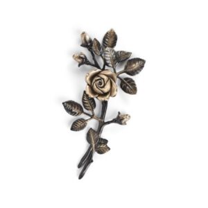 Tralcio di rose decorativo in bronzo per lapidi – Medio-piccolo (lato destro) – Finitura Brown