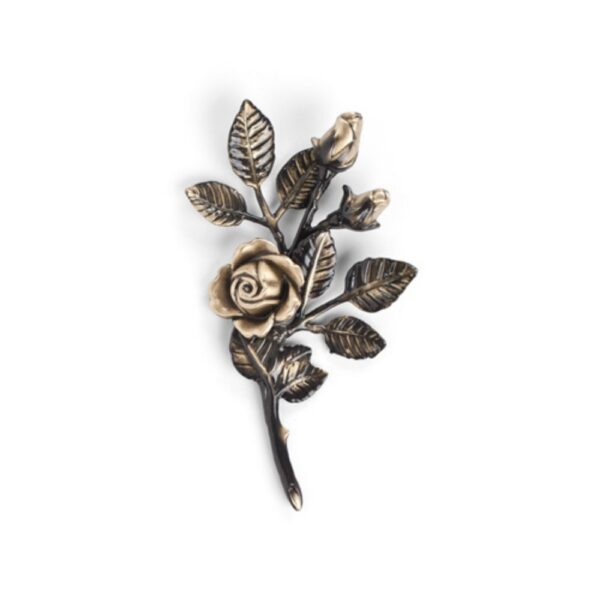 Tralcio di rose decorativo in bronzo per lapidi - Piccolo (lato sinistro) - Finitura Brown