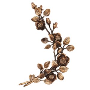 Tralcio di rose decorativo per lapidi – Grande piegato (lato destro) – Bronzo lucido