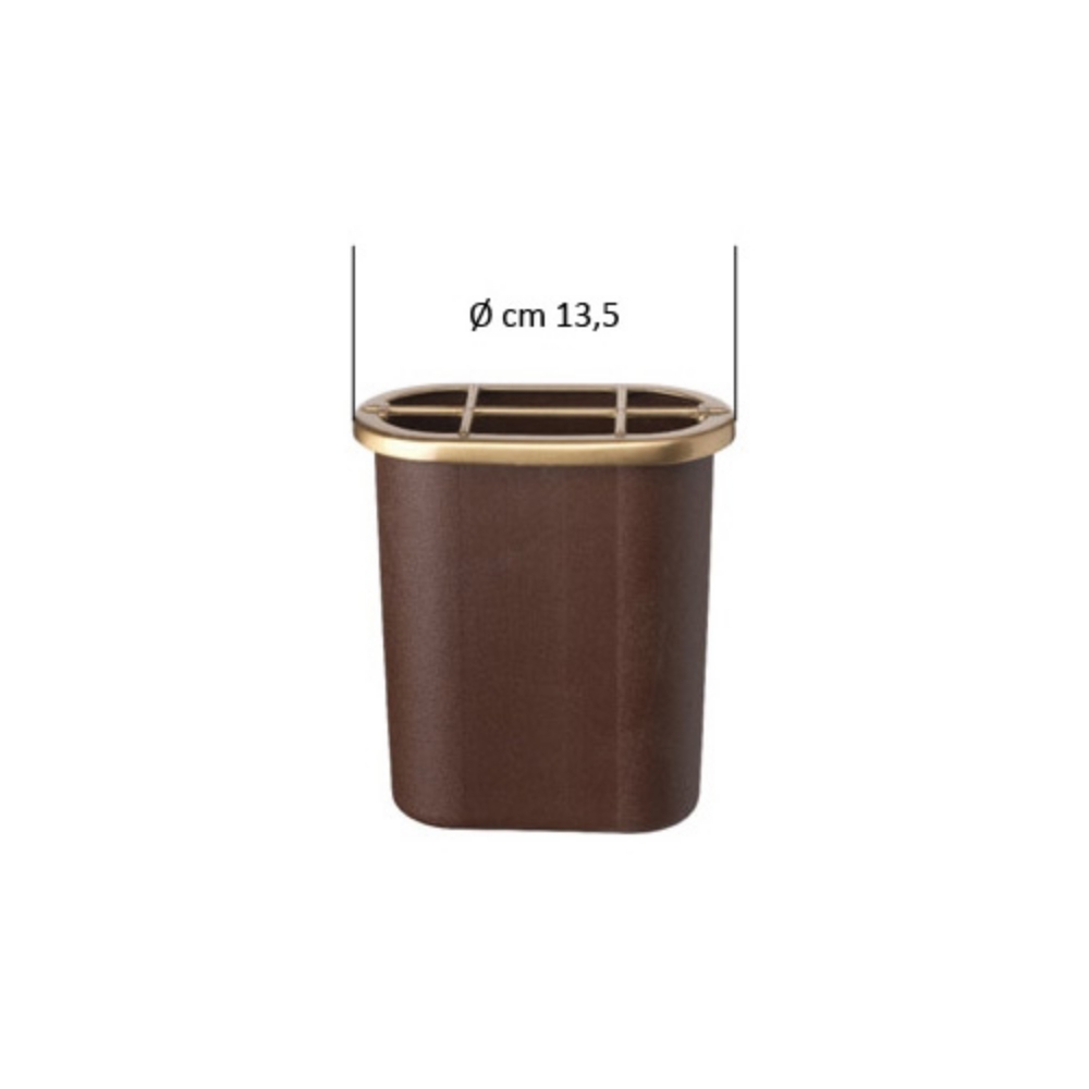 0002367 ricambio in plastica per vaschetta portafiori con ghiera esterna in finitura bronzo lucido cm 15 x 1 1000