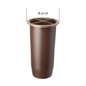 Ricambio in plastica per portafiori grande con ghiera esterna in finitura bronzo lucido (cm 25 x 11,5 diametro)