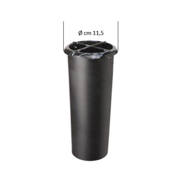 Ricambio in plastica per portafiori con ghiera esterna in finitura marmo Nero Marquinia (cm 24,5 x 9,8 diametro)
