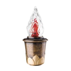 Lampada votiva per lapidi – Linea Calice – Bronzo glitter finiture bronzo
