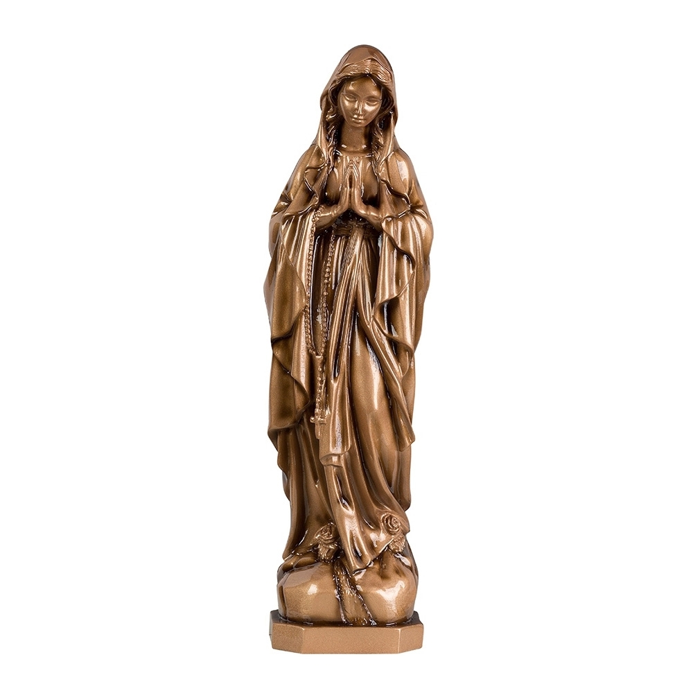 0002806 statua della madonna di lourdes con il capo chino polvere di marmo quarzo spagnolo 1000