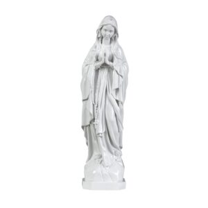 Statua della Madonna di Lourdes con il capo chino – Polvere di marmo (quarzo spagnolo)