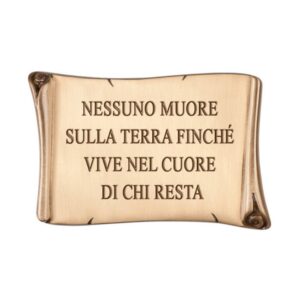 Pergamena commemorativa in bronzo stilizzata per lapidi con incisione personalizzata