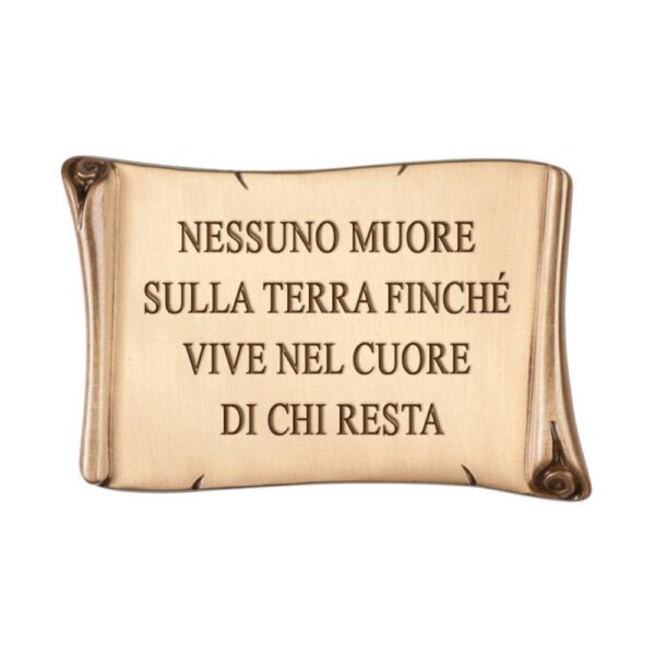 Pergamena commemorativa in bronzo stilizzata per lapidi con incisione personalizzata - immagine 2