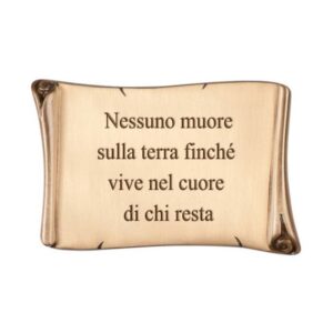 Pergamena commemorativa in bronzo stilizzata per lapidi con incisione personalizzata