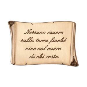 Pergamena commemorativa in bronzo stilizzata per lapidi con incisione personalizzata