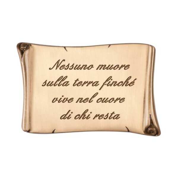 Pergamena commemorativa in bronzo stilizzata per lapidi con incisione personalizzata - immagine 4