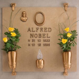 Vaso portafiori per lapide – Linea Pelike – Bronzo