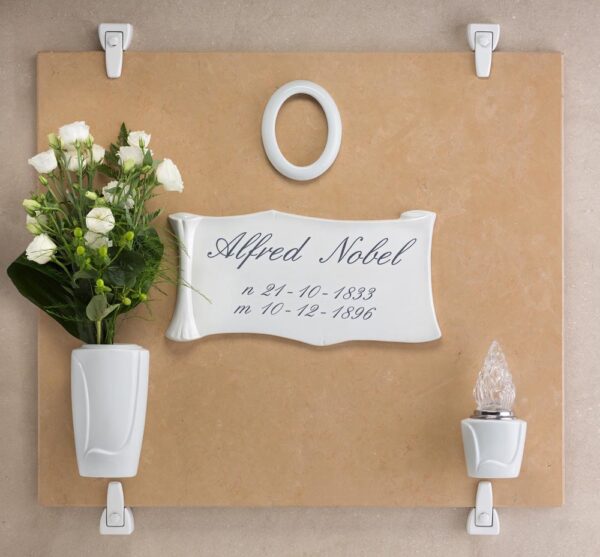 Vaso portafiori per lapide - Linea Decoro - Finitura bianco - Porcellana - immagine 2