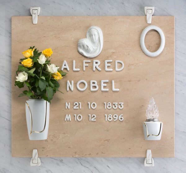 Lampada votiva per loculi cinerari e ossari - Linea Decoro Bianco filo oro - Porcellana - immagine 2