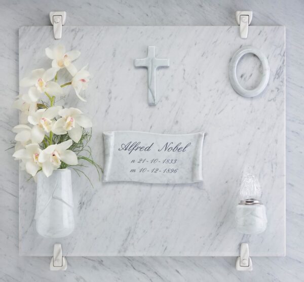 Vaso portafiori per lapide - Linea Victoria Carrara - Porcellana - immagine 2