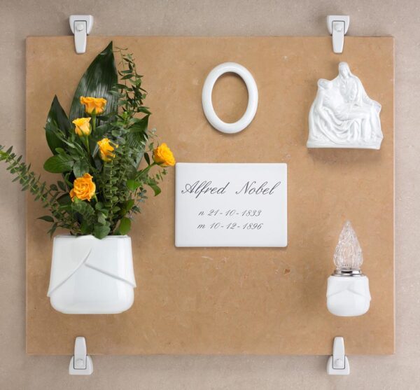 Lampada votiva per lapidi - Linea Victoria Bianco - Porcellana - immagine 2