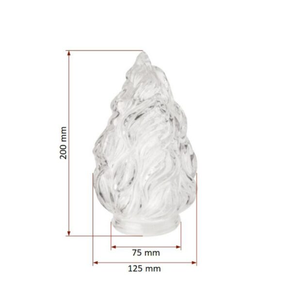Fiamma vetro - Altezza 20 cm - Diametro attacco 8 cm - immagine 2