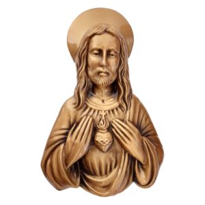 Targa con bassorilievo in bronzo per lapide – Sacro Cuore a mezzo busto