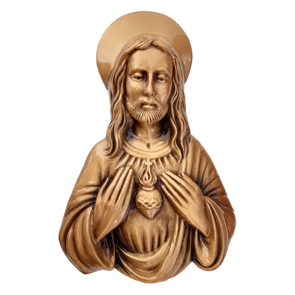 0003406 targa con bassorilievo in bronzo per lapide sacro cuore a mezzo busto 1000